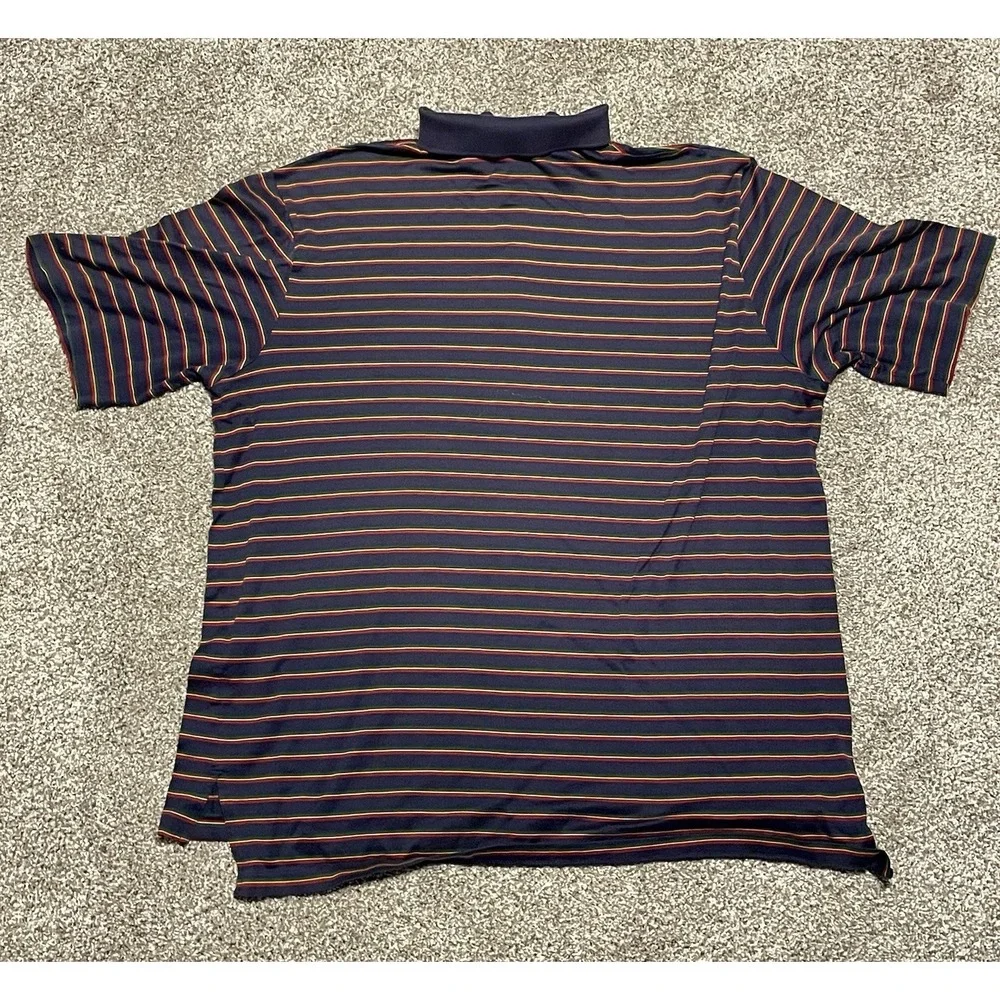 Polo‎ Golf Ralph Lauren Polo Shirt Blue With Stripes XL Pima Cotton Made In Peru